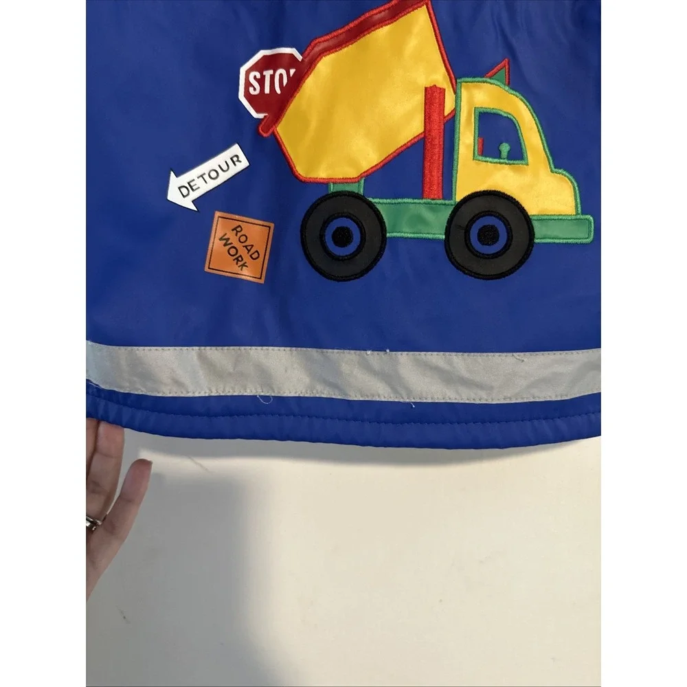 Wippette Kids Hooded Rain Coat Jacket Boys Size 3 Blue Road Work Fleece Lined
